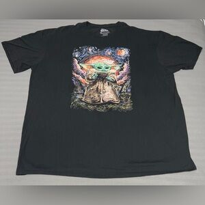 Star Wars Mandalorian Baby Yoda Starry Night Graphic Tee Black 3XL Mens T-Shirt